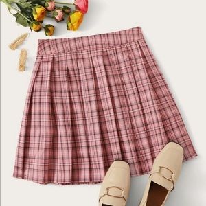 Pink plaid skirt